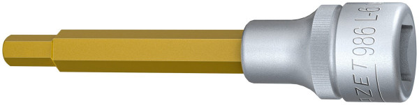 Hazet schroevendraaierdop, hol vierkant 12,5 mm, binnenzeskant profiel, 6 mm, lange uitvoering met karteling, 986L-6