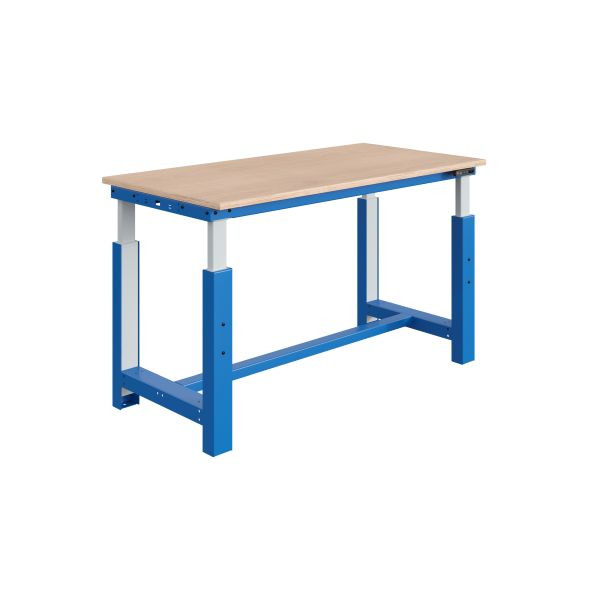 SOFAME SI werkbank, elektrisch in hoogte verstelbaar, B 1500 x D 750 x H 724 tot 1224 mm, multiplex werkblad 24 mm, hemelsblauw RAL 5015, W010010816BI