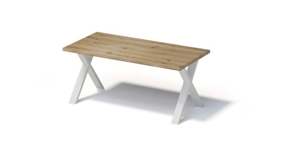 Bisley Fortis tafel Regular, 1800 x 900 mm, rechte rand, geolied oppervlak, X-frame, oppervlak: naturel / frame kleur: verkeerswit, F1809XP396