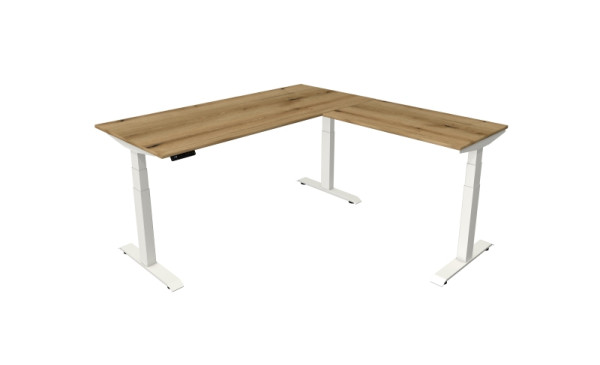 Kerkmann sta-/zittafel Move 4 nieuw 180 x 80 cm met verlengstuk 100 x 60 cm frame wit, tafelblad eiken, 10093155