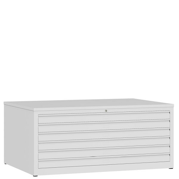 Lüllmann tekenkast, 6 laden DIN A0, 605 x 1405 x 955 mm, signaalwit, 565317