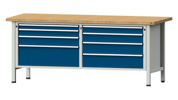 ANKE werkbanken kistwerkbank, model 144 VX, 2000 x 800 x 840 mm, RAL 7035/5010, BMP 40 mm, 330.160