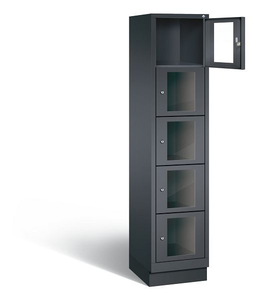 C+P lockerkast Classic, H1800xB420xD500mm, kleur: zwart-grijs, 8020A125 S10014