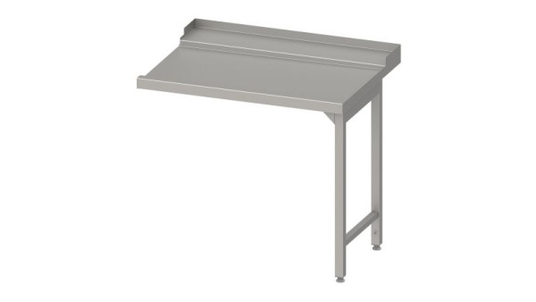 Stalgast RVS afvoertafel, korfgeleider met afschot, 2 poten 800x750x880mm, montagezijde rechts, met opstand, gelast, VAL08712RA