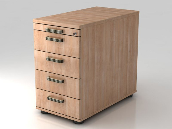 Hammerbacher staande container 80cm, 4 laden, slotlijstgreep walnoot, 42,8x72-76x80 cm, 1/3/3/3/3 HE, VSC50/N/N/SG
