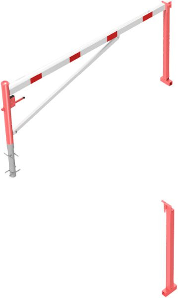 Schake roterende slagboom met steunpaal en kabelversterking, voor plaatsing in beton, slagboomlengte: 3000 mm, met profielcilinderslot, 4213_30ZB