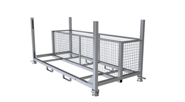 Schakepallet voor opslag en transport van 20 stuks onafgewerkte roosters en 20 stuks bevestigingsklemmen voor onafgewerkte roosters, 112961-5