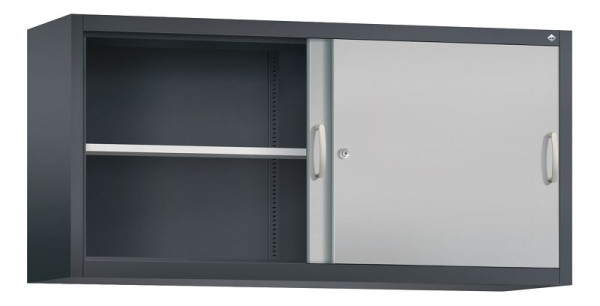 C+P bovenkast Acurado, H790xB1600xD400mm, kleur: zwart grijs/wit aluminium, beugelgreep, 2 niveaus, 2145-00 S10070