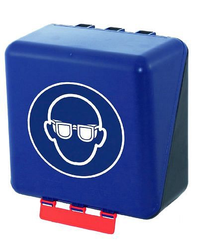 DENIOS midi box voor het opbergen van oogbescherming, blauw, 119-582