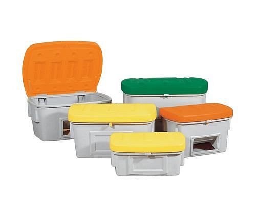 DENIOS korrelcontainer SB 200-O van polyethyleen (PE), inhoud 200 liter, uitneemopening, met deksel