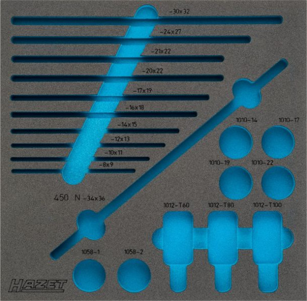 Hazet 2-componenten zachtschuim inleg, voor 163-211/20, afmetingen/lengte: 344 mm x 342 mm Organisatiesysteem maat: 2/3 (344 x 342 mm), 163-211L