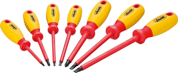 VIGOR VDE-schroevendraaierset, sleufprofiel, kruiskopprofiel PH, 0,5 x 3 - 1,2 x 6,5, PH0 - PH2, aantal gereedschappen: 7, V2027