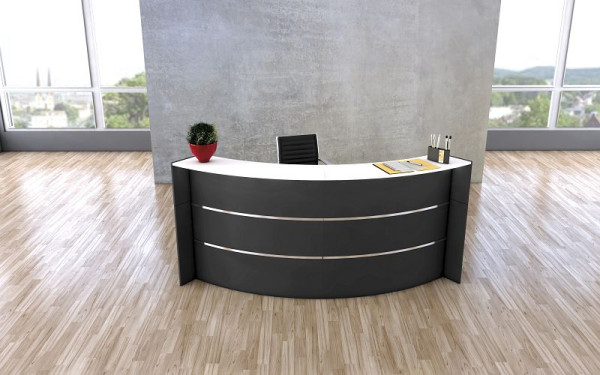 Kerkmann Bari gebogen toonbank, B 2574 mm x D 1225 mm x H 1120 mm, kleur: antraciet, 21355213