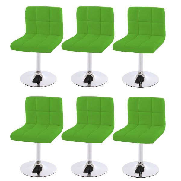Mendler set van 6 eetkamerstoelen bureaustoel Kavala imitatieleer chroom, groen, 3x26630