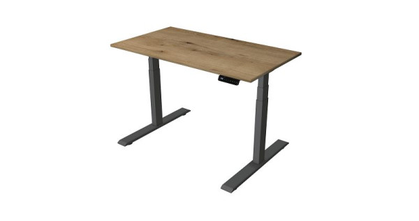 Kerkmann zit-/statafel Thuiskantoor B 1200 x D 650 mm, elektrisch in hoogte verstelbaar van 630-1270 mm, eiken/antraciet, 10179455