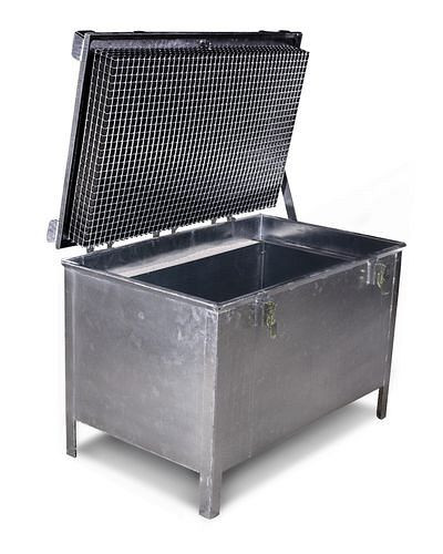 DENIOS Lithium-Ionen-Akku-Lagerbehälter, 280,7 l, Stahl verzinkt, Füllung PyroBubbles, 272948