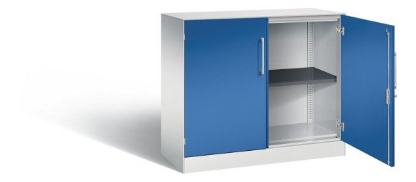 C+P dressoir met vleugeldeuren Asisto, H915xB1000xD435mm, kleur: lichtgrijs / gentiaanblauw, beugelgreep, 2 niveaus, 141052-000 S10168