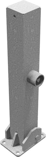 Schake afzetpaal stalen buis 70 x 70 mm opklapbaar, met driehoekslot 500 mm bovengronds, thermisch verzinkt, zonder oog, 4715FU