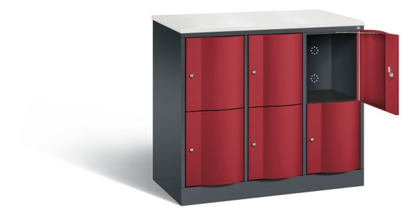 C+P lockerkast Resisto, H1077xB1148xD540mm, kleur: zwartgrijs/robijnrood, 8472-372 S10133