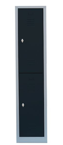 Lüllmann stalen kledingkast/garderobe, 1800 x 415 x 500 mm, lichtgrijs/antracietgrijs, 523218
