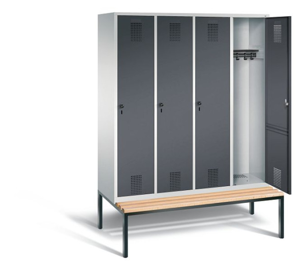 C+P Evolo kleerkast, H2090xB1590xD815mm, kleur: lichtgrijs / zwartgrijs, 48050-42 S10125