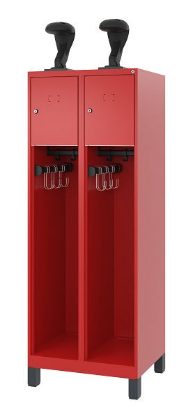 C+P Evolo brandweerkast, model YOUNGSTER, 2 compartimenten, H1630B600T500 mm, Vuurrood, Voeten, 0490015-20 S10008