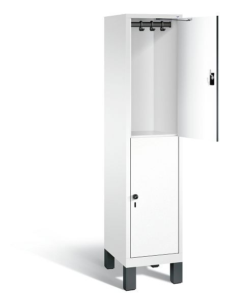 C+P locker 2-laags Evolo, H1850xB420xD500mm, kleur: verkeerswit / decor wit, 48310-12 S10097