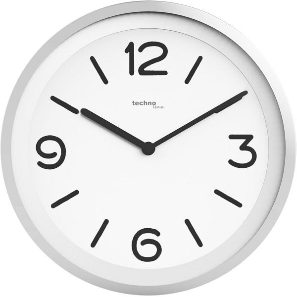 Technoline quartz wandklok, kunststof, afmetingen: Ø 25 cm, voeding: 5x AA Mignon LR06 (niet inbegrepen), WT 7400