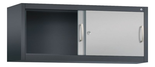C+P bovenkast Acurado, H500xB1200xD400mm, kleur: zwart grijs/wit aluminium, beugelgreep, 1 niveau, 2044-00 S10044