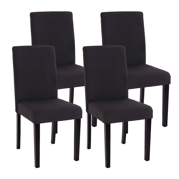 Mendler set van 4 eetkamerstoelen stoel keukenstoel Littau, textiel, zwart, donkere poten, 33267