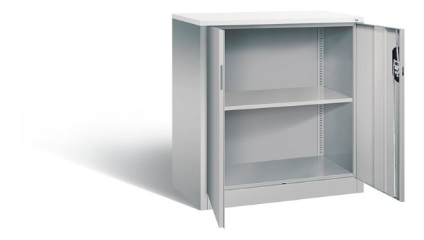 C+P kantoorkast Acurado, H1000xW930xD500mm, kleur: wit aluminium, verzonken handgreep, 2 niveaus, 9286-1200 S10352
