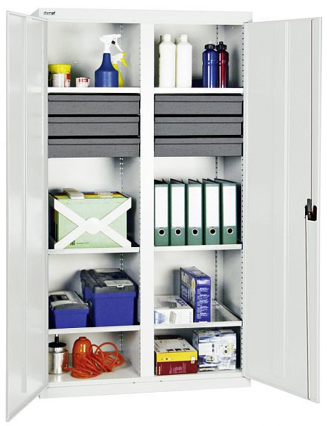 stumpf gereedschaps- en materiaalkast serie 3000, 7035/7035, 6 laden 100 mm, tussenwand, 6 etagevloeren, 3004207