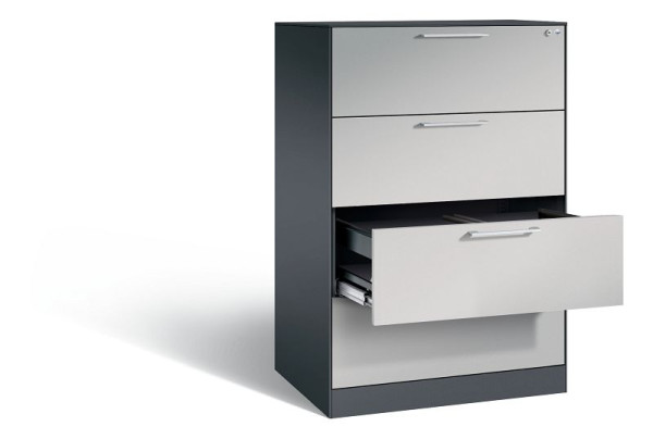 C+P hangarchiefkast Asisto, H1310xB800xD600mm, kleur: zwart grijs/wit aluminium, beugelgreep, 146223-412 S10051
