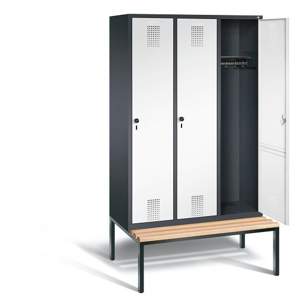 C+P garderobe Evolo, H2090xB1200xD815mm, kleur: zwartgrijs / verkeerswit, 48050-32 S10346