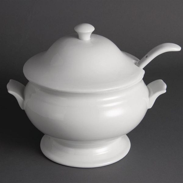 Olympia Whiteware soepterrine en pollepel 2,5L, Y094