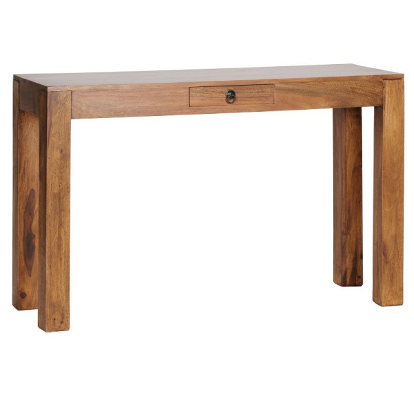 Wohnling consoletafel MUMBAI massief houten sheesham console met 1 lade 120 x 40 cm landelijke stijl, WL1.217