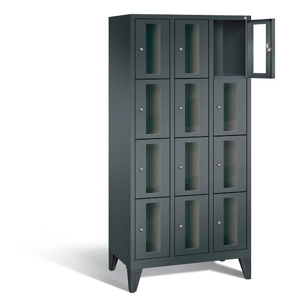 C+P Schließfachschrank Classic, 12 Fächer, H1850xB900xT500 mm, Anthrazit, 8010A304 S10026