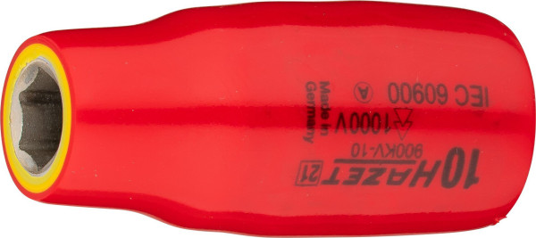 Hazet dopsleutelinzet, zeskant, dubbel geïsoleerd, hol vierkant 12,5 mm (1/2 inch), buitenzeskant trekprofiel, 10 mm, 900KV-10