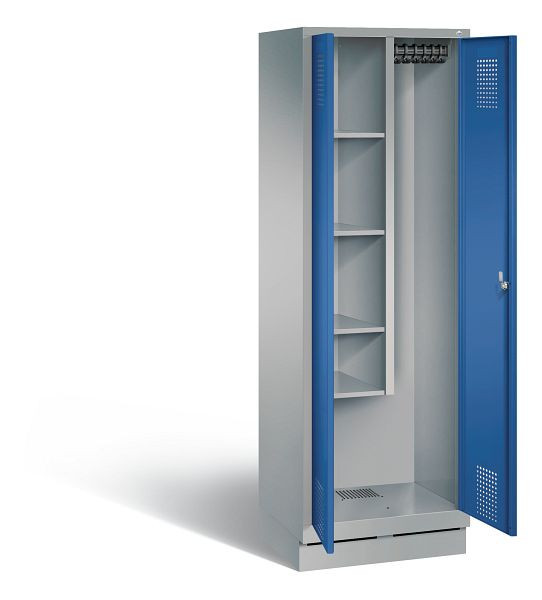 C+P reinigingsmiddelenkast Evolo, H1800xB610xD500mm, kleur: wit aluminium / gentiaanblauw, 48120-00 S10168