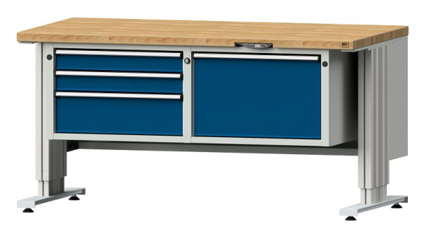 ANKE werkbanken werktafel LIFT met onderstel, breed, model 802 VL, 1500 x 800 x 740-1140 mm, RAL 7035/5010, BMP 40 mm, 405.501