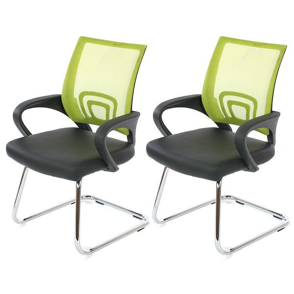 Mendler set van 2 vergaderstoelen Ancona, bezoekersstoel, imitatieleer, groen, 36569