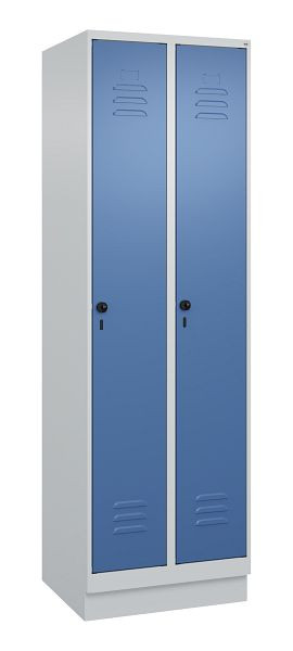 C+P Umkleidespind Classic PLUS, Sockel, 2 Abteile, 1950x600x500mm, 7035/5023, Drehriegel, 080020-20 S10005