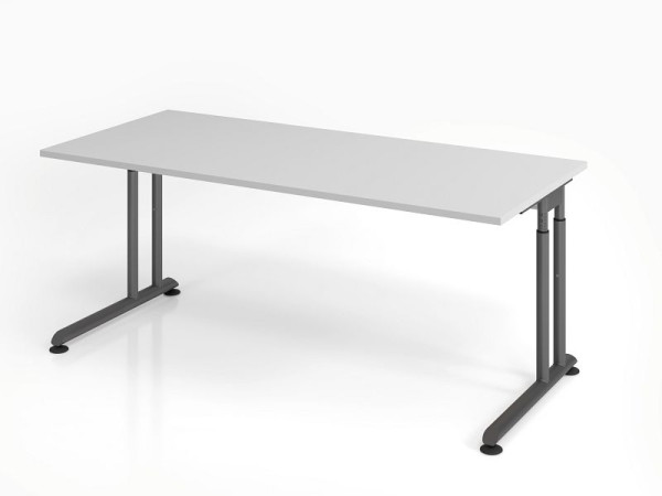 Hammerbacher bureau ZS19, 180 x 80 cm, blad: grijs, 25 mm dik, ABS dikke rand, rechthoekige vorm, grafiet, VZS19/5/G