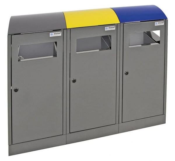 Stumpf afvalscheiding A³ triple station, antracietgrijs / 5010, 1003, 7016, verzinkte binnenemmer, 3x40 liter, 650-040-3-2-000