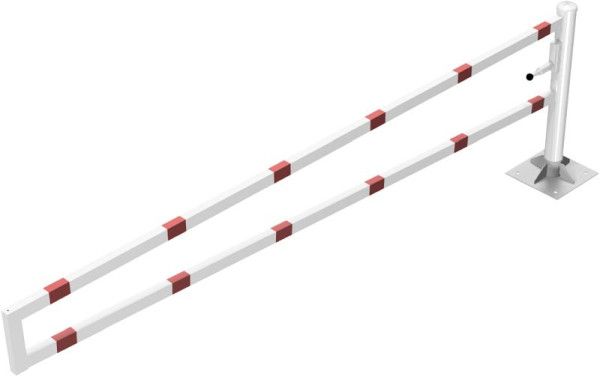 Schake draaibaanbarrière, met zelfsluitend slot 3,50m voor hangslot, draaipaal: Ø 102mm, slagboomarm: 60x40mm, 4013_35VBP