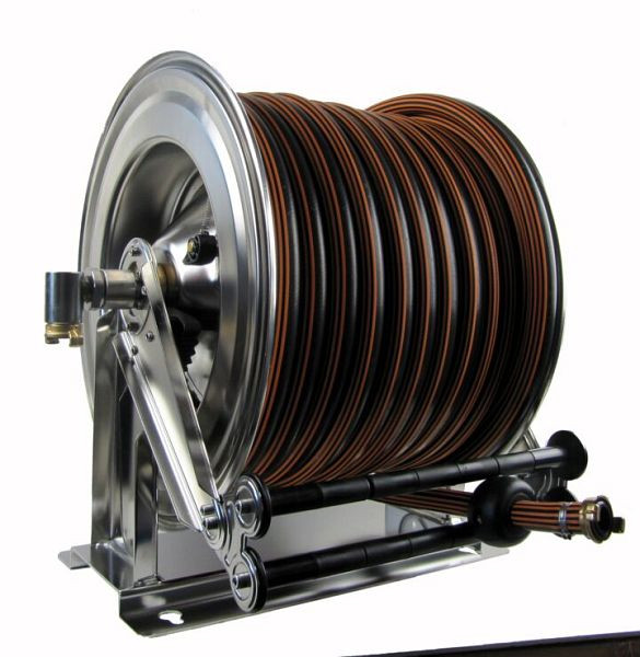 Ebinger slanghaspel OSM 710, max. 15bar/90 °C, 50m - 1/2" rubberen slang ET, behuizing: RVS, 1.714.104