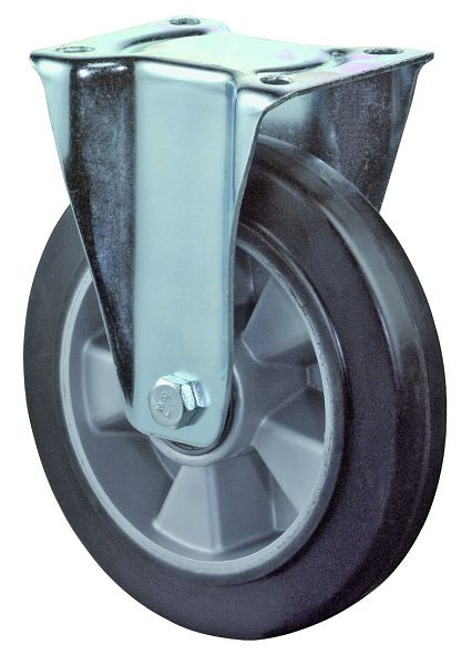 BS rollen transportrol, vaste rol, wielbreedte 50 mm, wiel-Ø 200 mm, draagvermogen 350 kg, zwarte elastische banden, aluminium, kogellagers, L410.B80.200