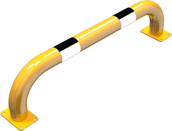 Schak-stootbescherming stalen buis Ø 76 mm geel/zwart, totale breedte: 1000 mm, hoogte boven de grond: 250 mm, voor plugbevestiging, 477_03PBG