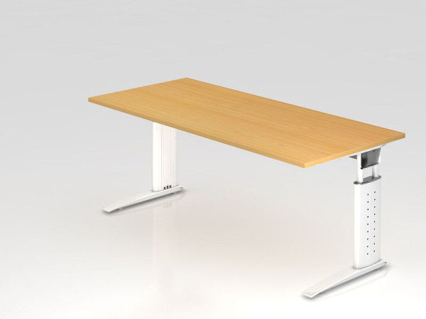 Hammerbacher bureau C-poot 180x80cm beuken/wit, werkhoogte 68-86 cm verstelbaar, VUS19/6/W