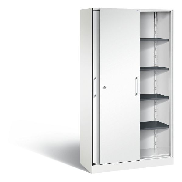 C+P schuifdeurkast Asisto, H1980xB1000xD435mm, kleur: verkeerswit, beugelgreep, 5 niveaus, 142002-000 S10155